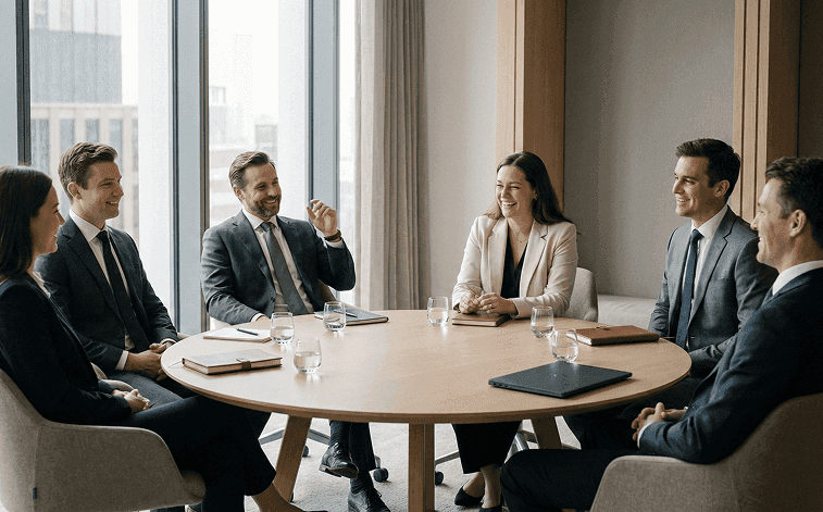 Professionals meeting around a table